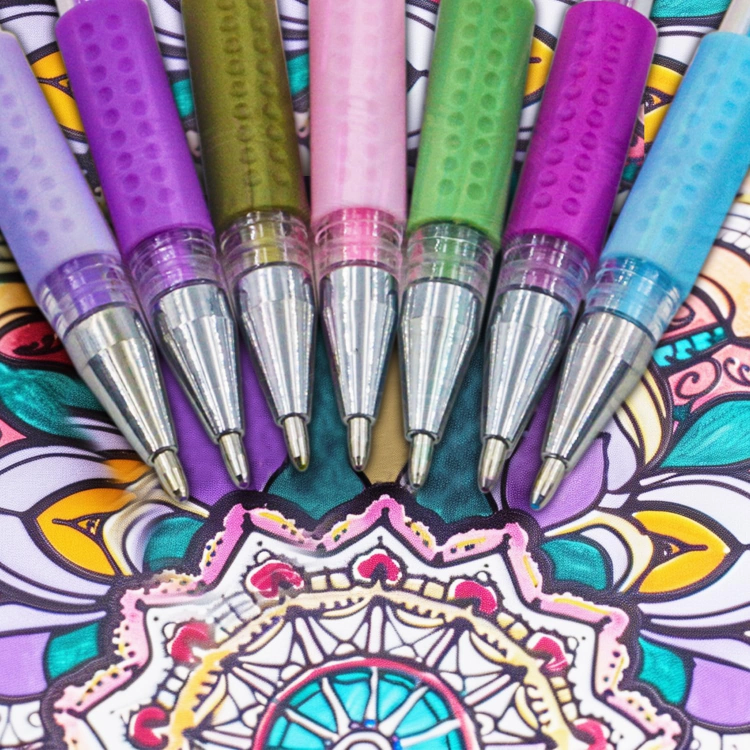 Glitter Gel Pens for Adult Coloring Books, Glitter Pens Set of 120 (60 Gel Glitter Pens & 60 Pen Refills), Fine Point (0.8-1.0mm) Pens for Journaling, Art Supplies for Scrapbooking, Doodling, Drawing
