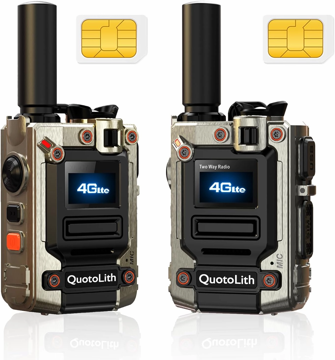 Global walkie Talkie Unlimited Range,Long Distance walkie talkies,Handheld PoC Rechargeable PTT Push to Talk Over Cellular Radio(2 with SIM Card) (2)