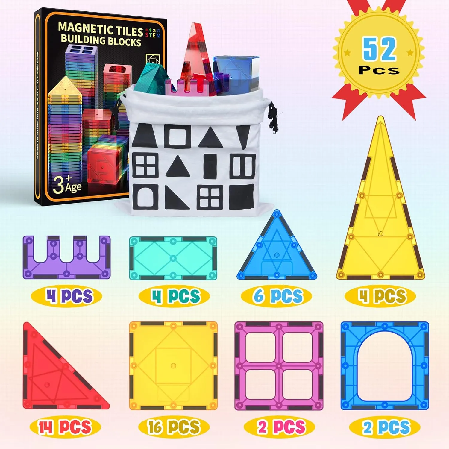 GobiDex Magnetic Tiles STEM Building Toys for 3  Years Old Boys and Girls Preschool Classroom Must Haves Blocks Game