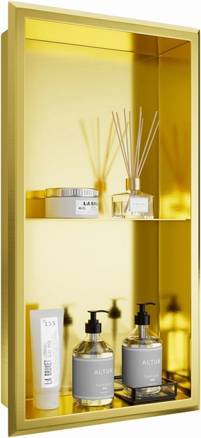Golden Shower Niche, 12" x 24" Recessed - No Tile Needed, Stainless Steel for Bathroom, Kitchen or Toilet