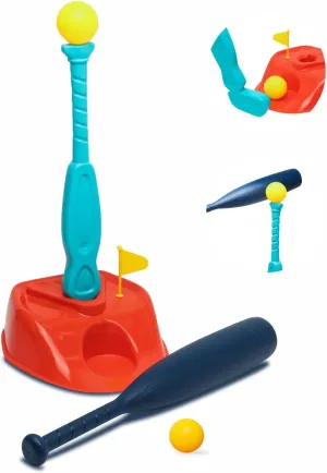 Golf & Baseball Serve Trainer – Kids Gaming Set 2 in 1, Active Sport Outdoor & Indoor Toy for Toddler and Child 3 4 5 6 7 8 9 10 11 12 Year Old, Kit with T Ball, Golf Club, Baseball Bat