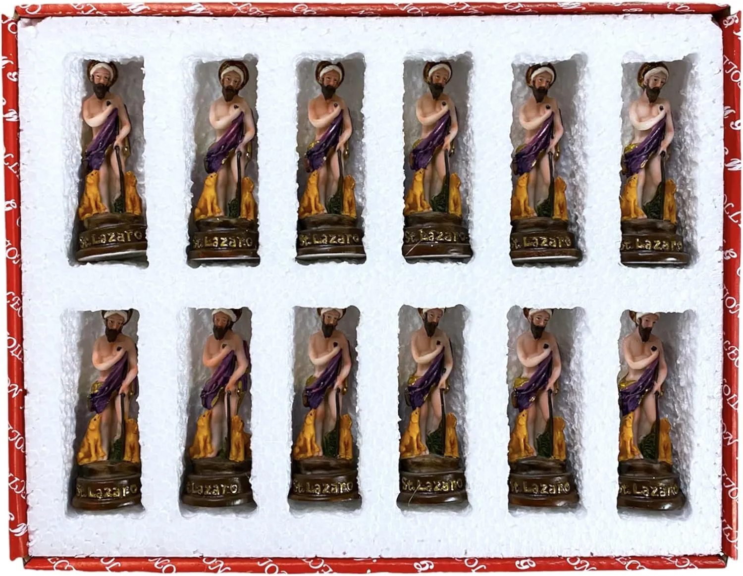 Golf Cart King 3" Set of 12 pcs St Lazarus Statue Figurine Mini Estatua Imagen San Lazaro Religious Gift