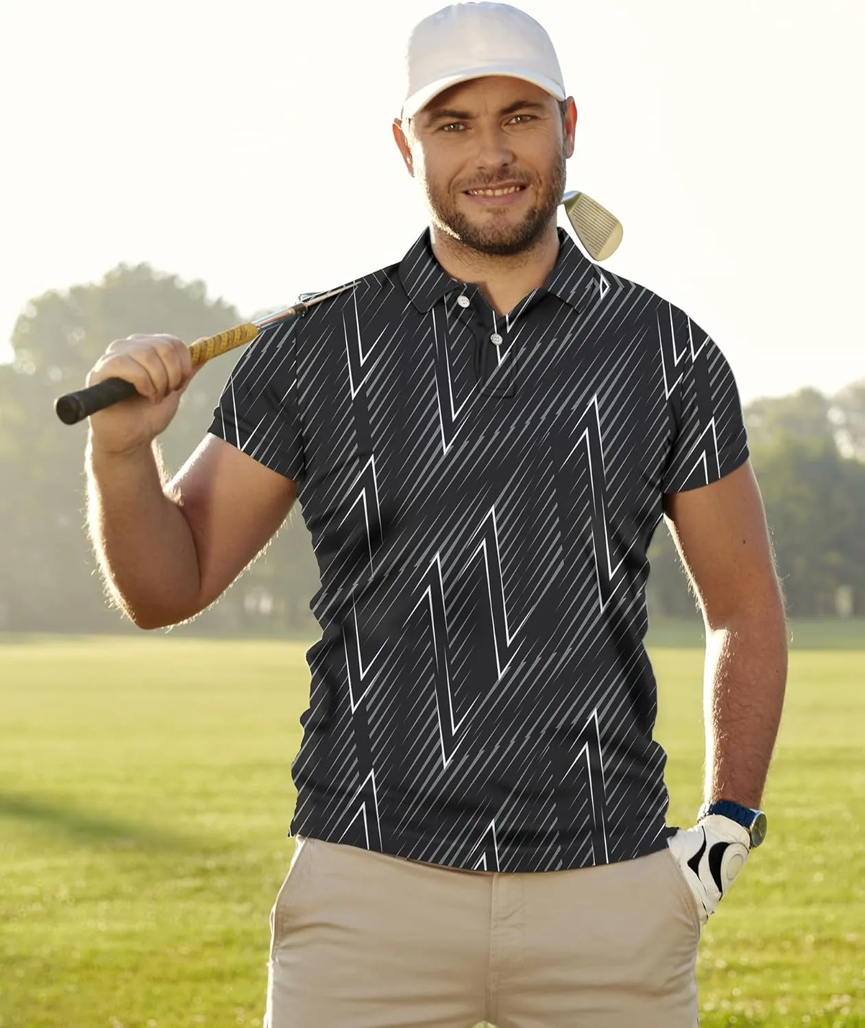 Golf Shirts for Men Funny: Hawaiian Golf Polo Shirt Dry Fit