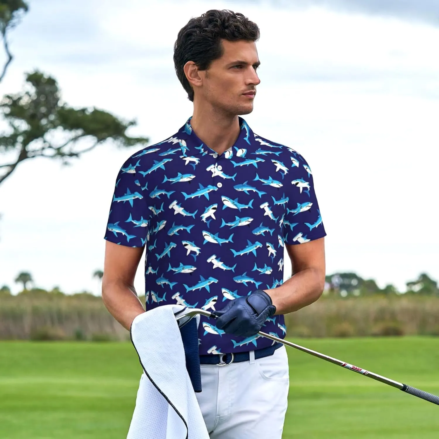 Golf Shirts for Men,Dry Fit Athletic Short Sleeve Polo Shirts,Performance 4 Way Stretch Golf Polos with UPF 50