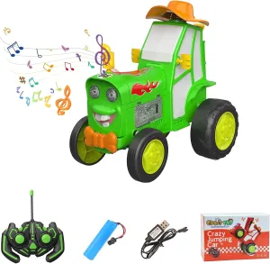 GoolRC Crazy Jumping Car Toys for Kids, RC Stunt Car with Music Lights, Rechargeable Remote Control Car, Radio Controlled Rocking Car Toy Christmas Birthday Gift for 4-12 Boys Girls (Green)