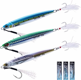 Goture Fishing Jigs,60g 80g 100g 120g Vertical Jig Saltwater, Jig Fishing Lures with Assist Hook and Treble Hook,Deep Sea Fishing Jigging Spoon Lures,Speed Fast Fall Jig for Tuna,Salmon,Bass,Kingfish