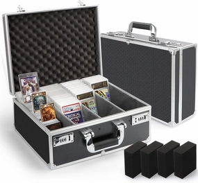 Graded Card Storage Box, Holds 170  PSA/GMA Slabs or 680  Toploaders, 4-Row Trading Card Storage Boxes for Sports Cards Fits 3"x4" 35pt Cards (Silver)