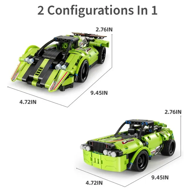 Green Race Car RC: 2-in-1