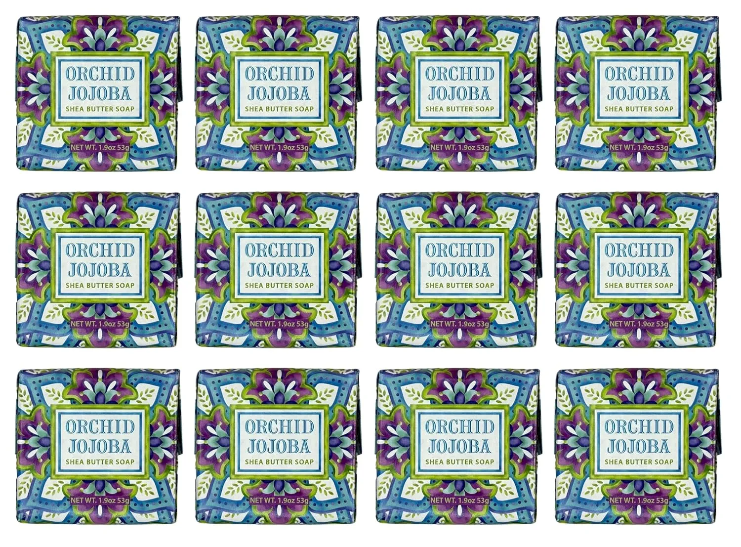 Greenwich Bay Orchid Jojoba Scented Bar Soaps - 12 Pack of Mini 1.9 oz. Botanical Scented Bars - Perfect for Guest Bath, Airbnb, Salon, Spa, Hotel - Elegant Wrappers