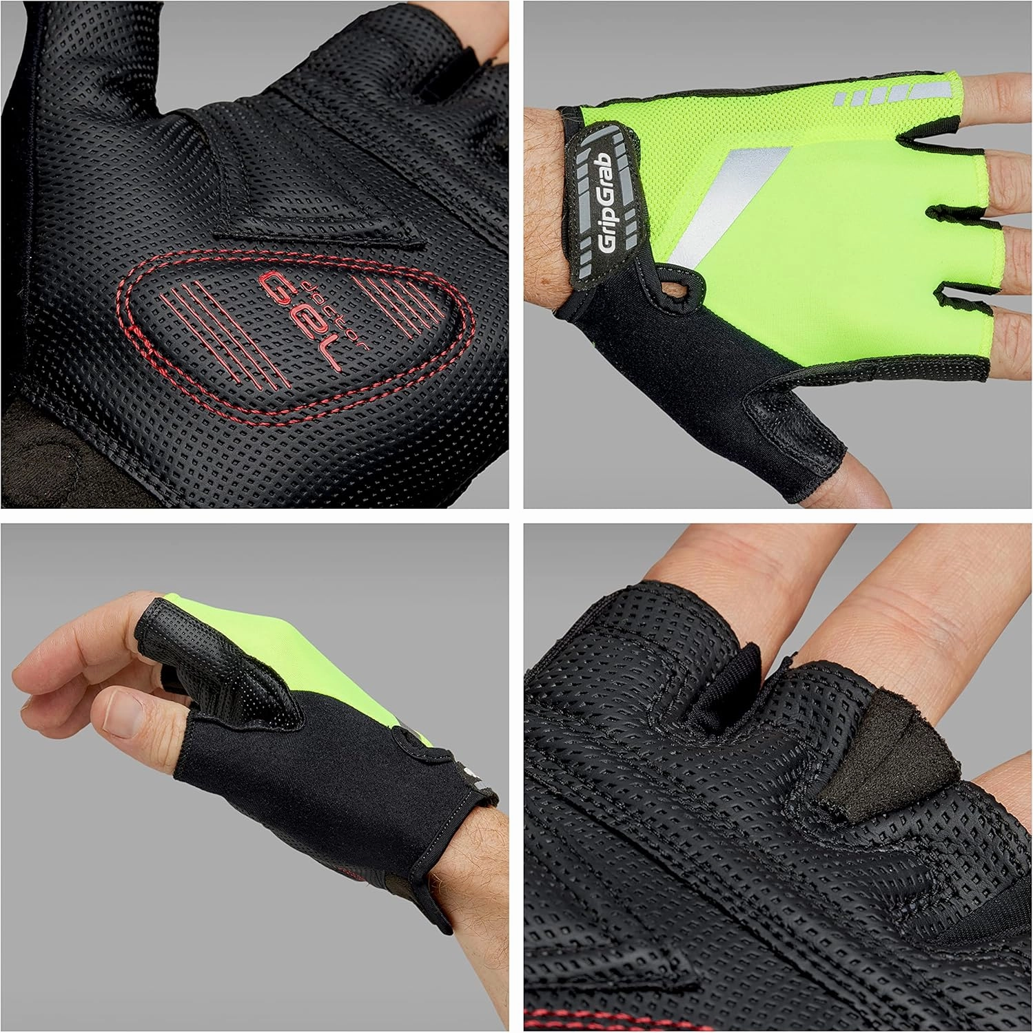 GripGrab ProGel Padded Short Finger Road Riding Summer Cycling Gloves Bicycle Gloves Biking Gloves for Men Fingerless Cycle Mitts