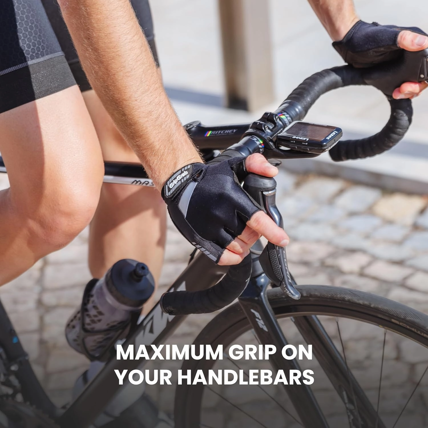 GripGrab SuperGel Padded Half Finger Road Riding Summer Cycling Gloves Bicycle Gloves Biking Gloves for Men Fingerless Cycle Mitts