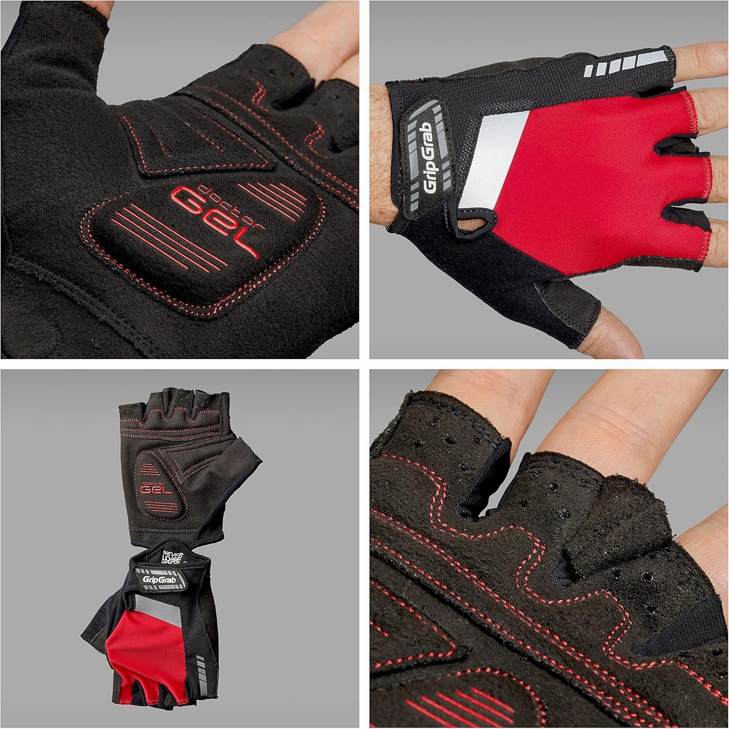 GripGrab SuperGel Padded Half Finger Road Riding Summer Cycling Gloves Bicycle Gloves Biking Gloves for Men Fingerless Cycle Mitts