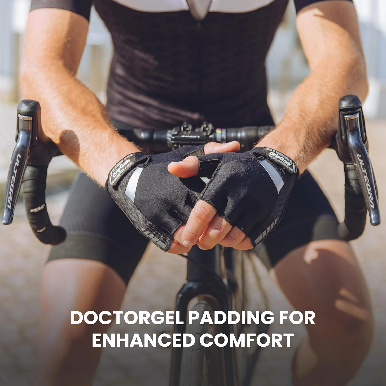 GripGrab SuperGel Padded Half Finger Road Riding Summer Cycling Gloves Bicycle Gloves Biking Gloves for Men Fingerless Cycle Mitts