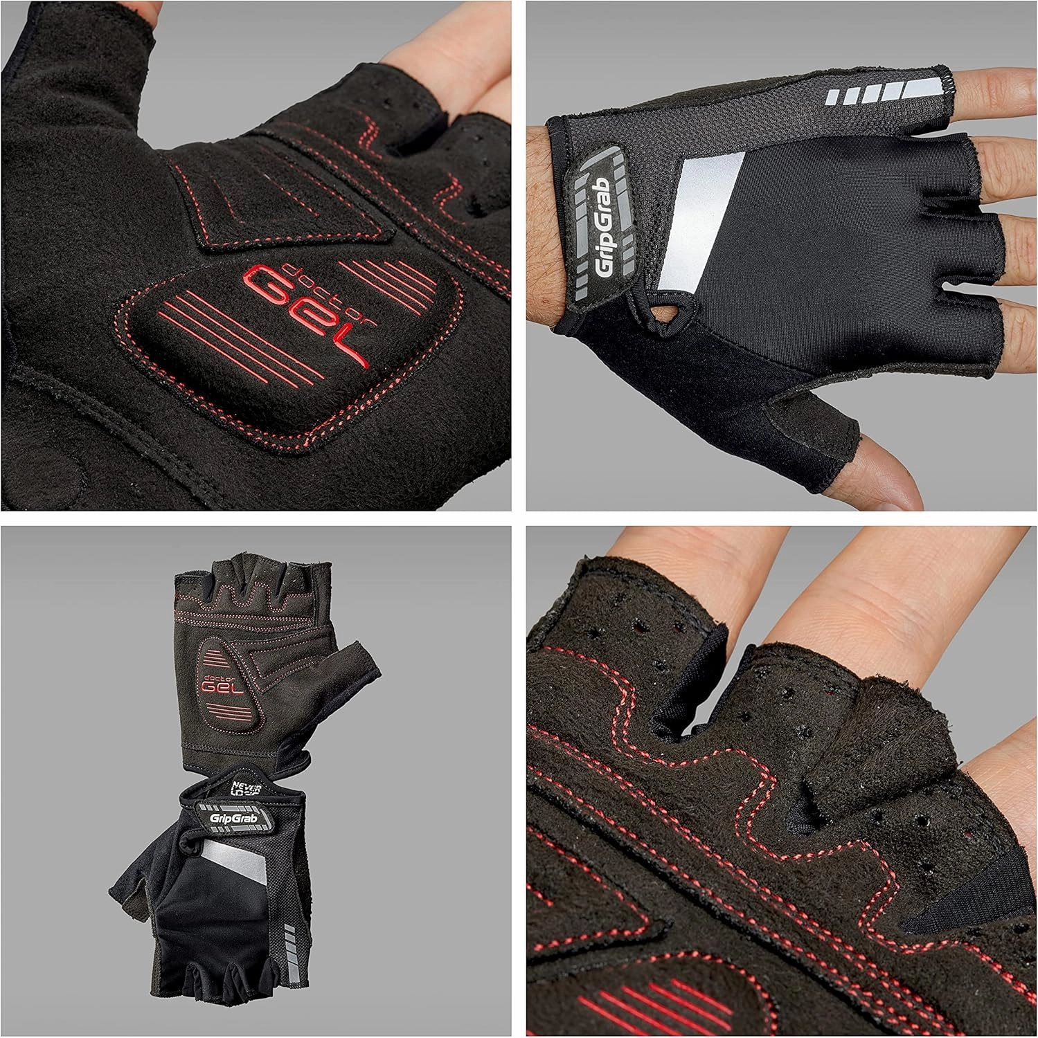 GripGrab SuperGel Padded Half Finger Road Riding Summer Cycling Gloves Bicycle Gloves Biking Gloves for Men Fingerless Cycle Mitts