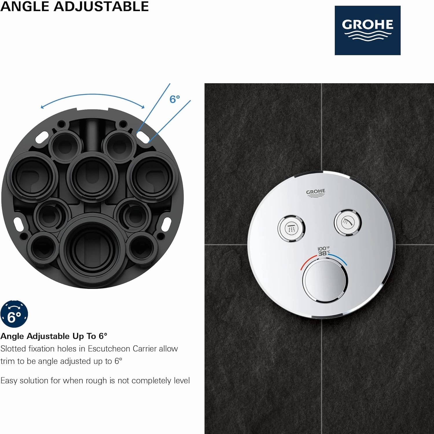GROHE 291372430 Grohtherm Smartcontrol Dual Function Thermostatic Valve Trim with Control Module, Matte Black