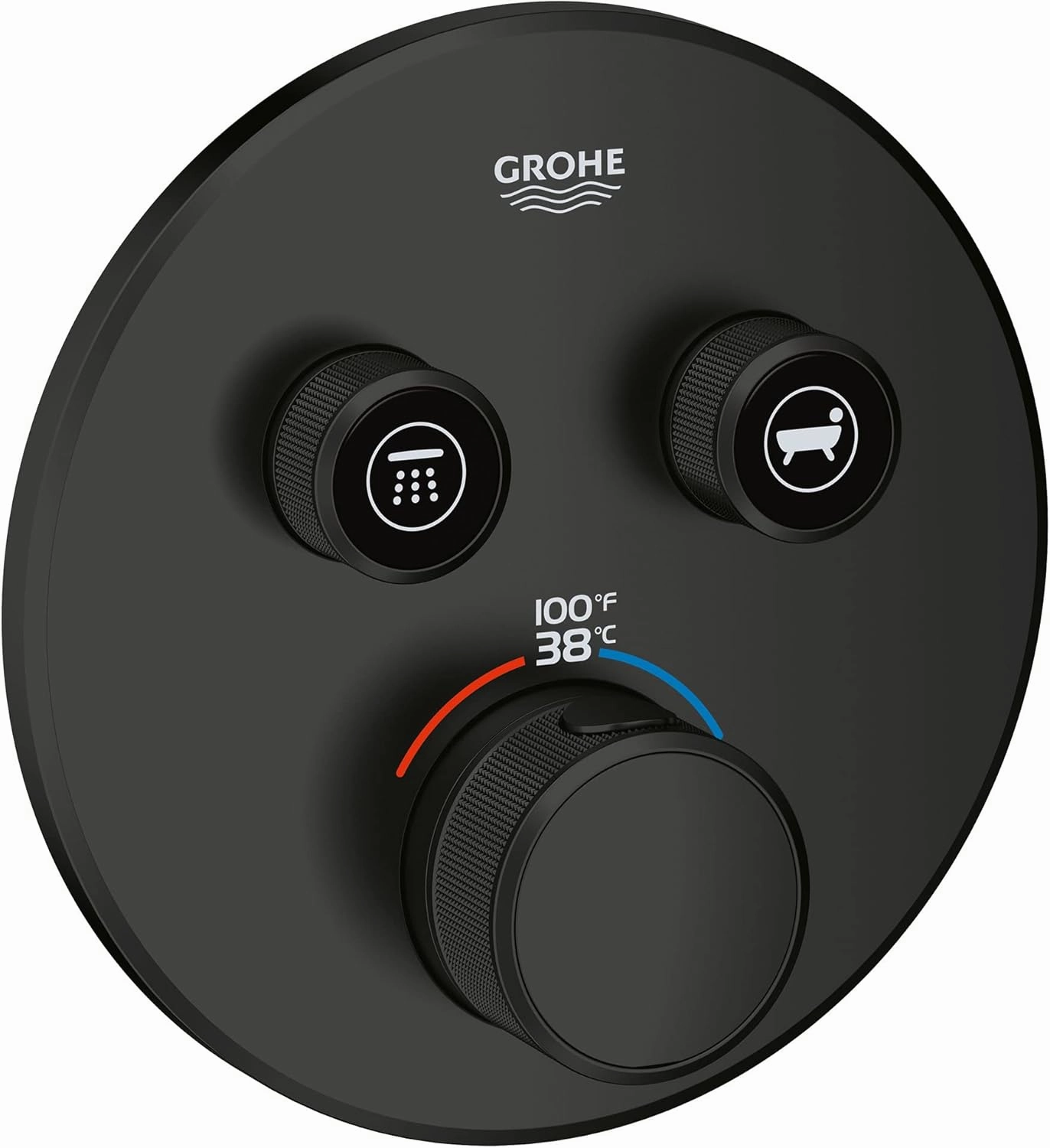GROHE 291372430 Grohtherm Smartcontrol Dual Function Thermostatic Valve Trim with Control Module, Matte Black