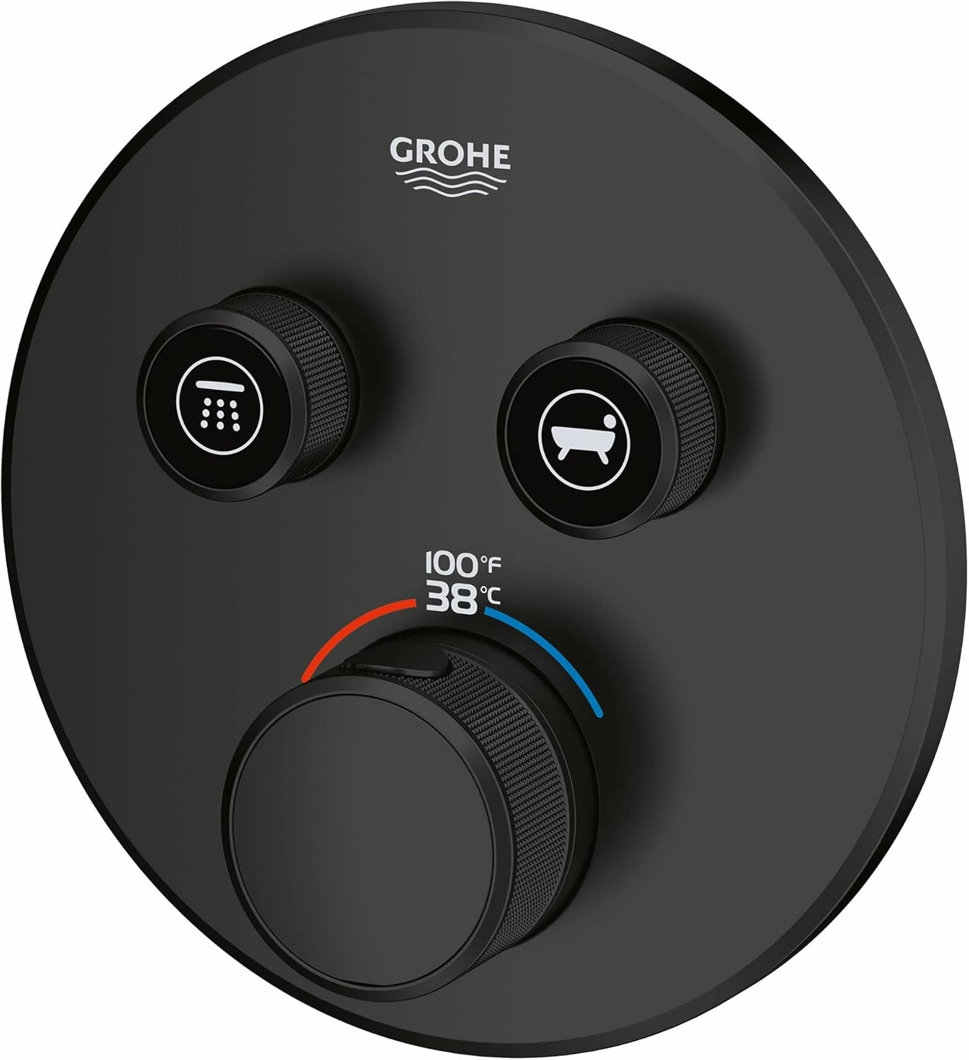 GROHE 291372430 Grohtherm Smartcontrol Dual Function Thermostatic Valve Trim with Control Module, Matte Black