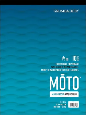 Grumbacher 9" x 12" Moto Mixed Media Opaque Film, 10 MIL/200 GSM, 10 Sheets/Pad, 1 Each