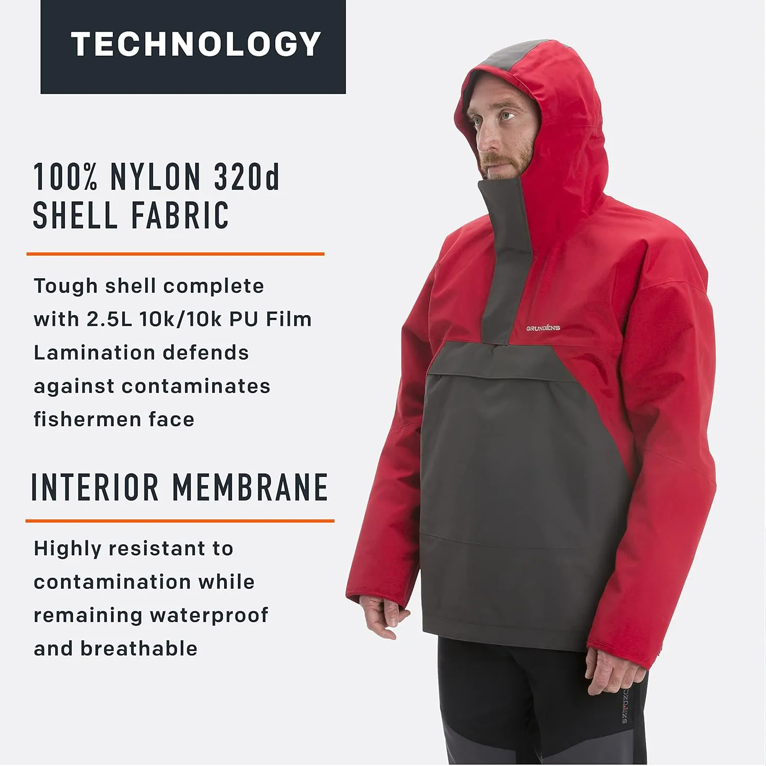 Grundens Men's Full Share Anorak | Durable, Breathable and Waterproof Rain Jacket Designed for Rugged, Heavy-Duty Performance