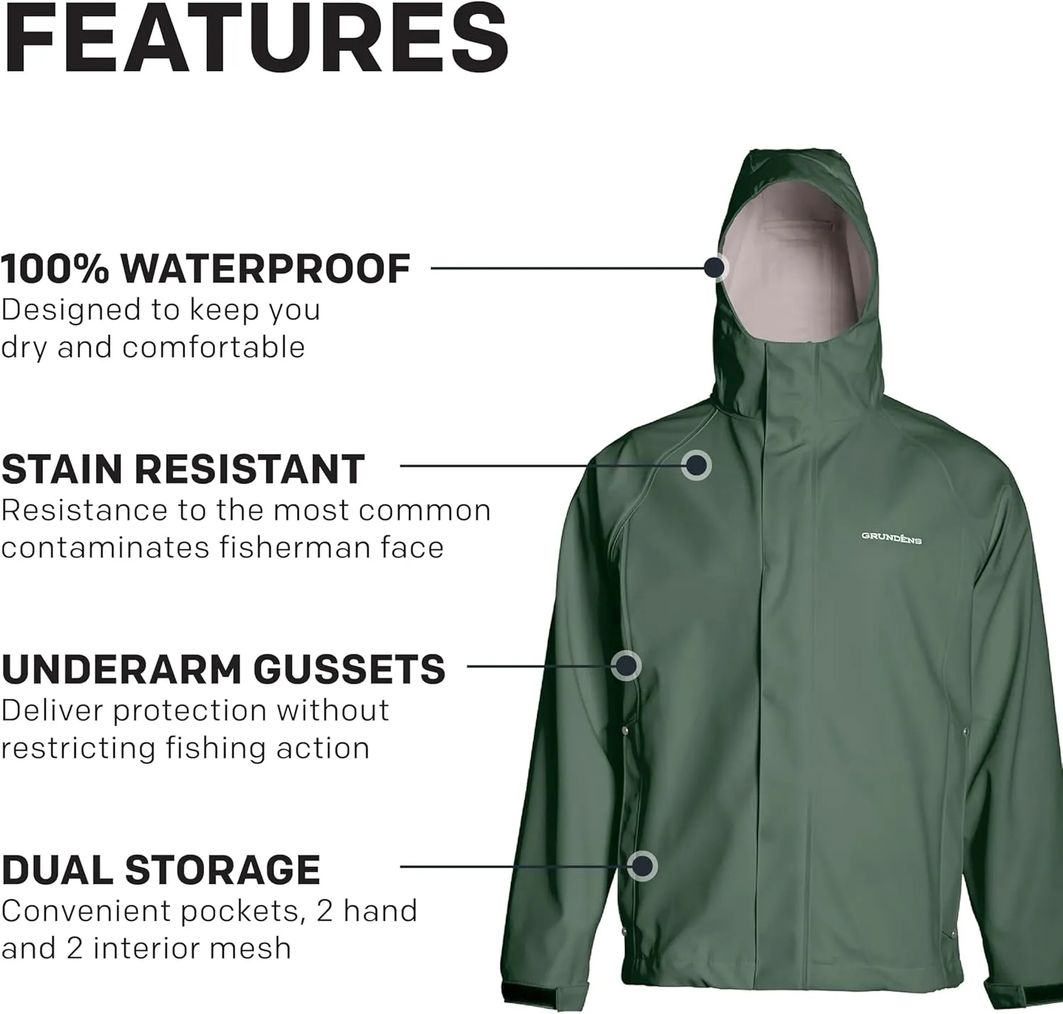 Grundens Men’s Neptune Commercial Fishing Jacket | Waterproof, Adjustable