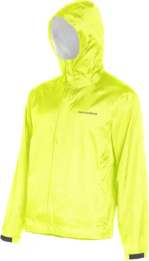 Grundéns Men’s Weather Watch Sport Fishing Jacket - Waterproof, Heavy Duty Rain Gear, Breathable, Packable Raincoat With Hood, Hi-Vis Yellow, Medium