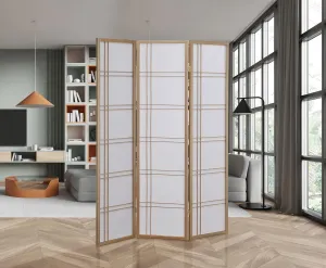 GTU Furniture Japanese Style 3 Panels Wood Shoji Room Divider Screen Oriental for Home/Office (Gold)