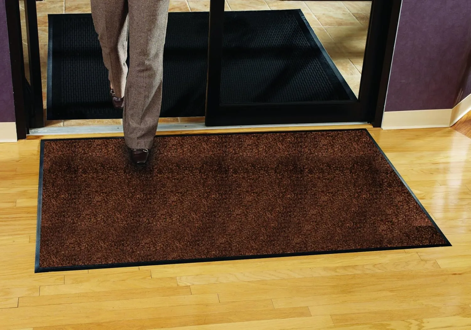Guardian Platinum Series Indoor Wiper Floor Mat, Rubber with Nylon Carpet, 2'x2', Brown