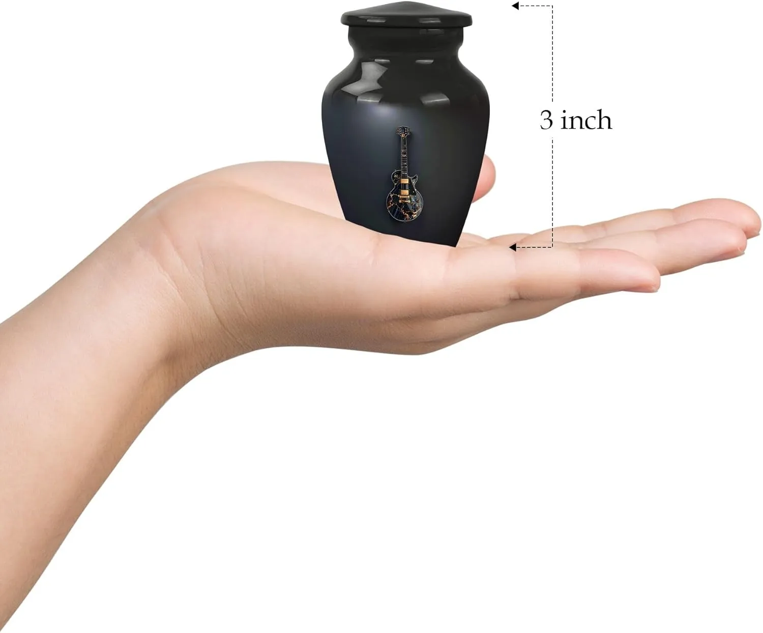 Guitar Urn - Small Urns for Human Ashes - Funeral Urn - Combo of 1 Large Urn with Velvet Bag and 1 Small - Keepsake Urn for Male & Female Ashes - Memorial Urn- Urn for Human Ashes Adult