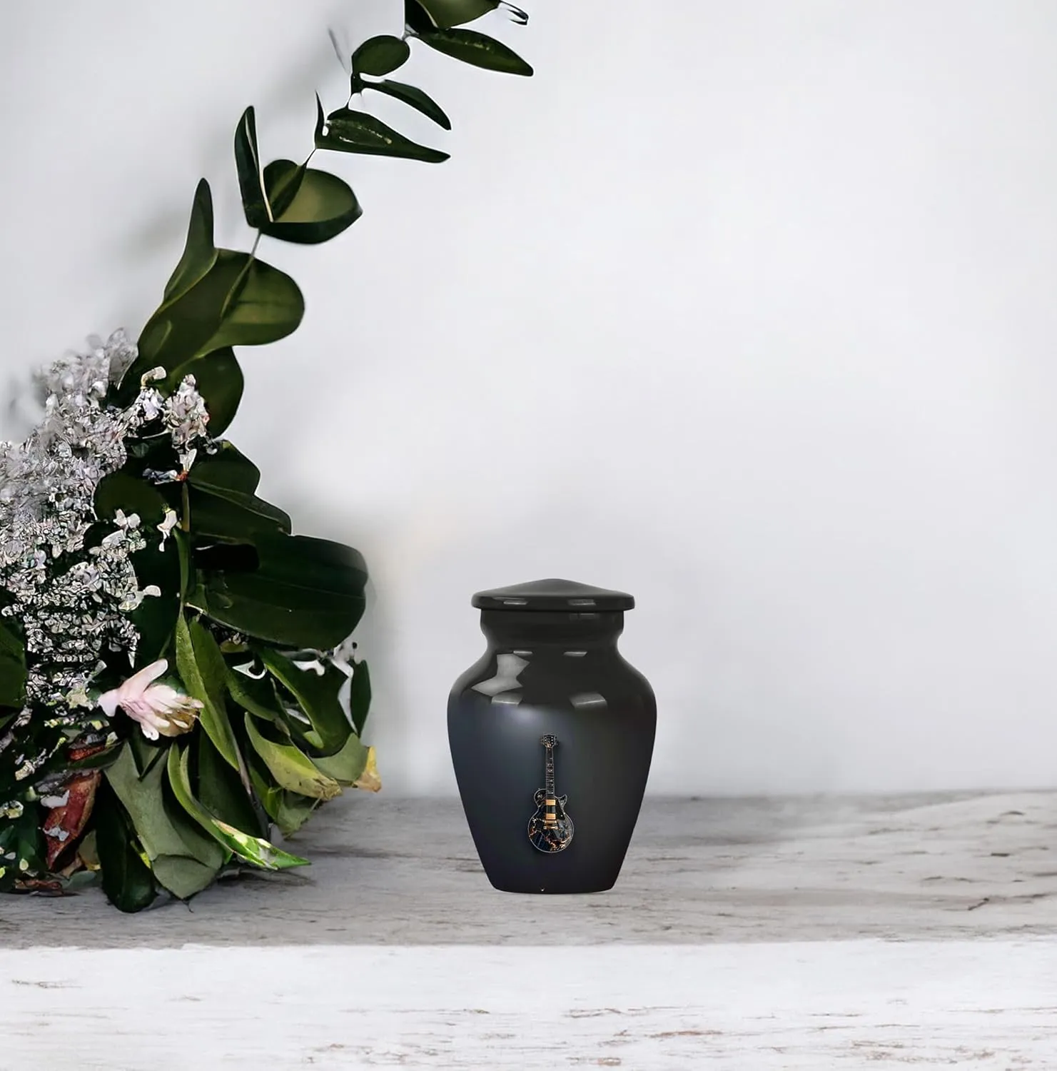 Guitar Urn - Small Urns for Human Ashes - Funeral Urn - Combo of 1 Large Urn with Velvet Bag and 1 Small - Keepsake Urn for Male & Female Ashes - Memorial Urn- Urn for Human Ashes Adult