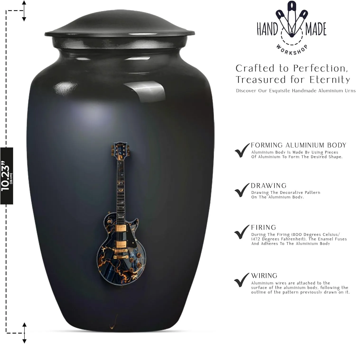 Guitar Urn - Small Urns for Human Ashes - Funeral Urn - Combo of 1 Large Urn with Velvet Bag and 1 Small - Keepsake Urn for Male & Female Ashes - Memorial Urn- Urn for Human Ashes Adult