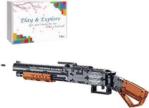 Gun Building Block Kit, Manually Loaded Shooting Blaster Model Kit, Military M1897 Winchester Shotgun Weapon Building Set Construction Toy - 791 Pieces