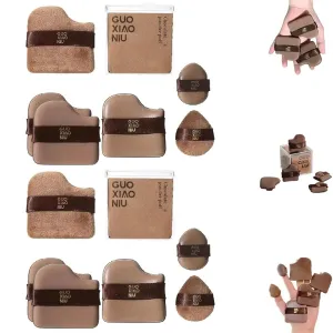 Guo Xiao Niu Makeup Puff, 1 Box Of 6pcs Guo Xiao Niu Makeup Puff, Chocolate Color Quick Makeup Foundation Sponge Pu-Ff Set, For Natural And Easy Makeup Soft Long-Lasting (2)