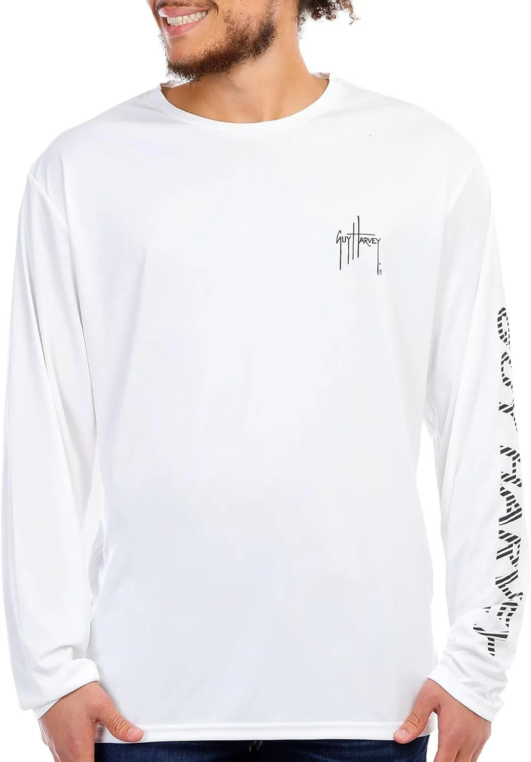 Guy Harvey Men's Shoreline Print Active Long Sleeve Tee
