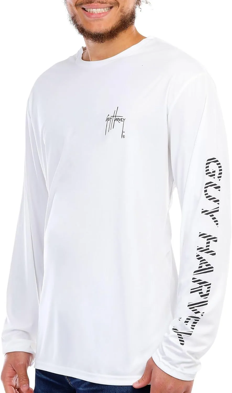 Guy Harvey Men's Shoreline Print Active Long Sleeve Tee