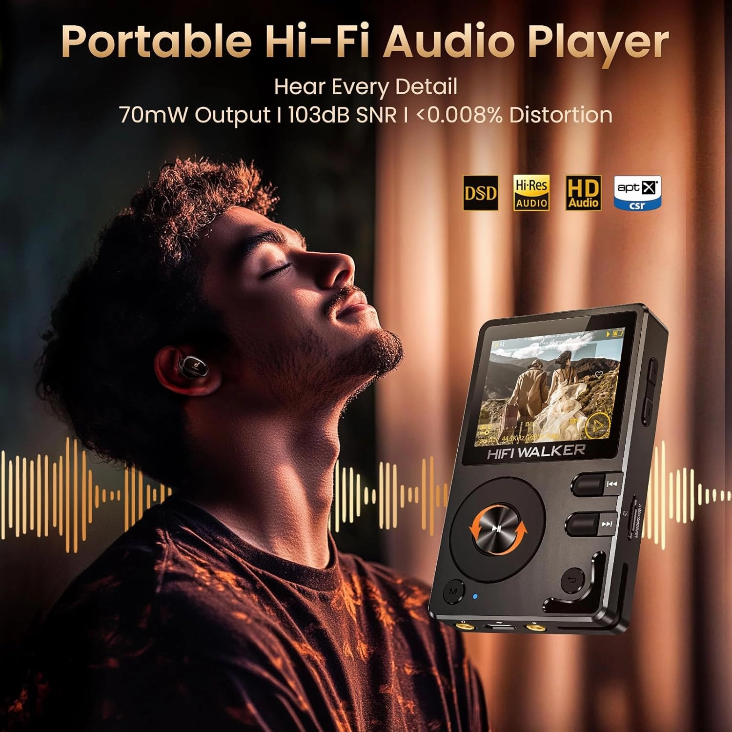 H2-128GB MP3 Player Bluetooth 5.2 Hi Res Music Player Flac Digital DSD Lossless Audio Player High Resolution Portable DAP Player, Two-Way Bluetooth, 128GB SD Card Expandable Memory