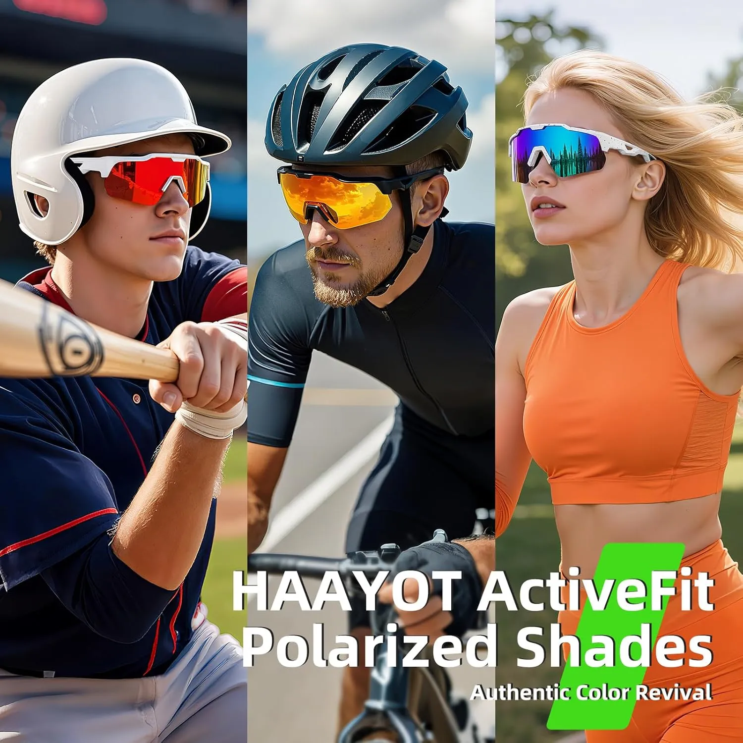 HAAYOT Polarized Sports Sunglasses for Men Women UV Protection Baseball Cycling Running Driving Fishing Glasses