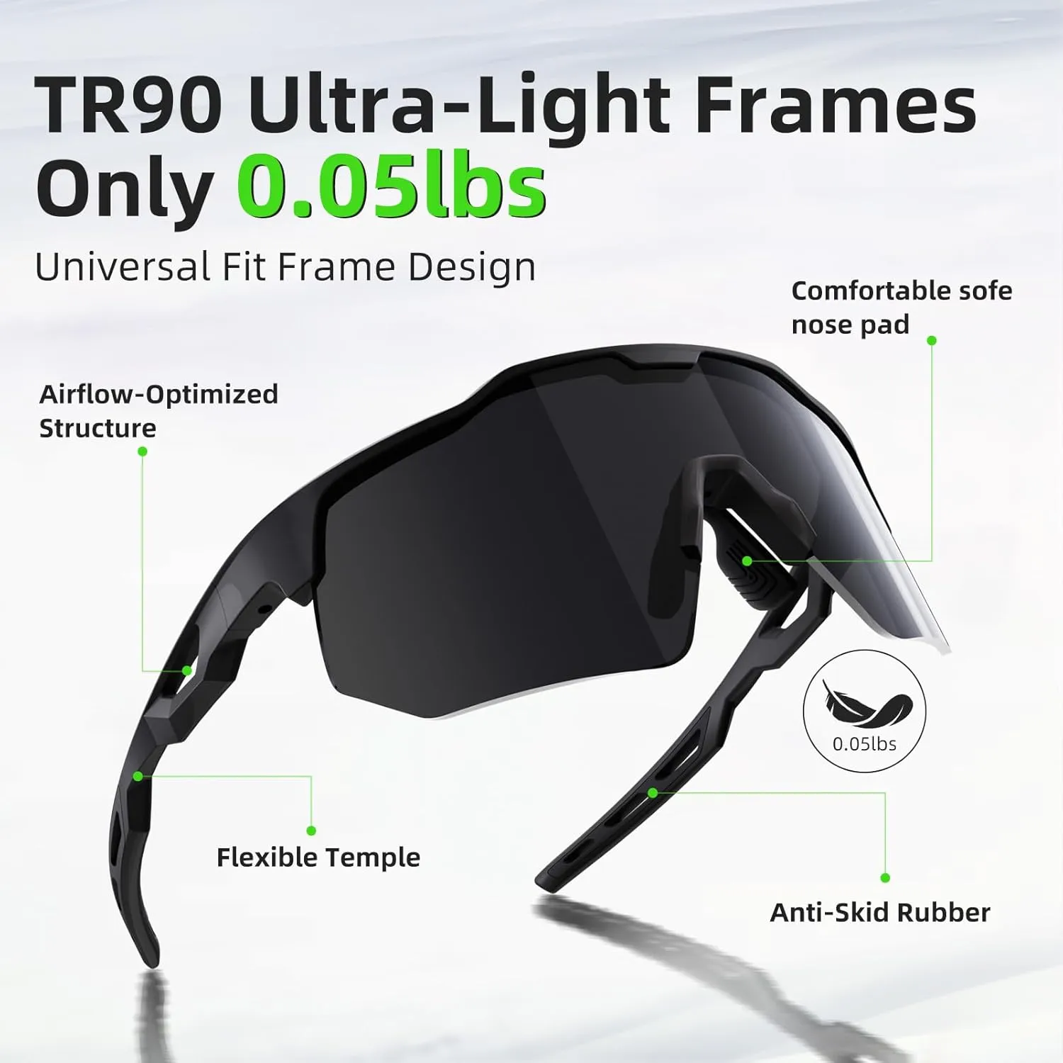 HAAYOT Polarized Sports Sunglasses for Men Women UV Protection Baseball Cycling Running Driving Fishing Glasses