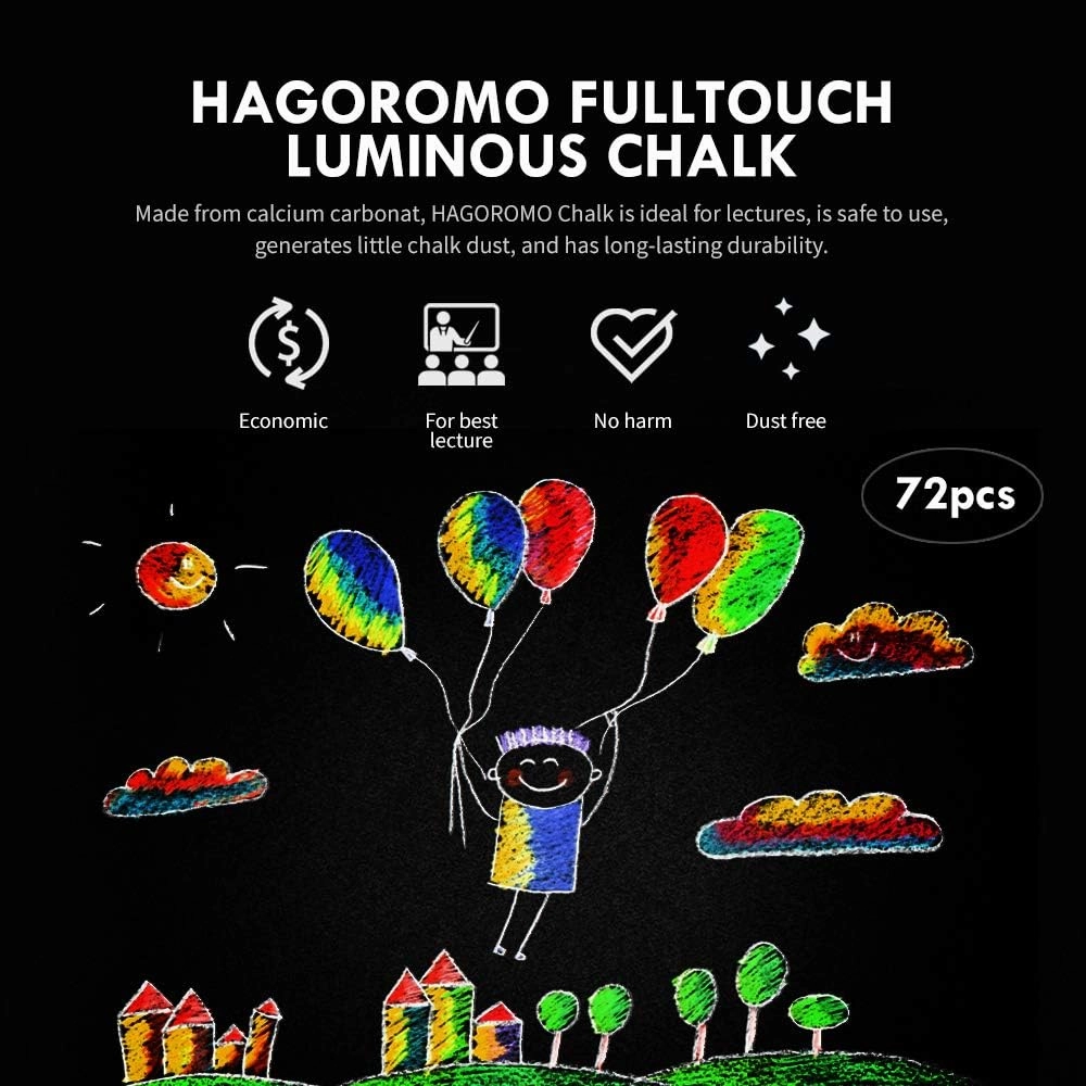 Hagoromo Fulltouch Luminous Chalk 1 Box, Non-Toxic, Dustless [72 Pcs/Violet]