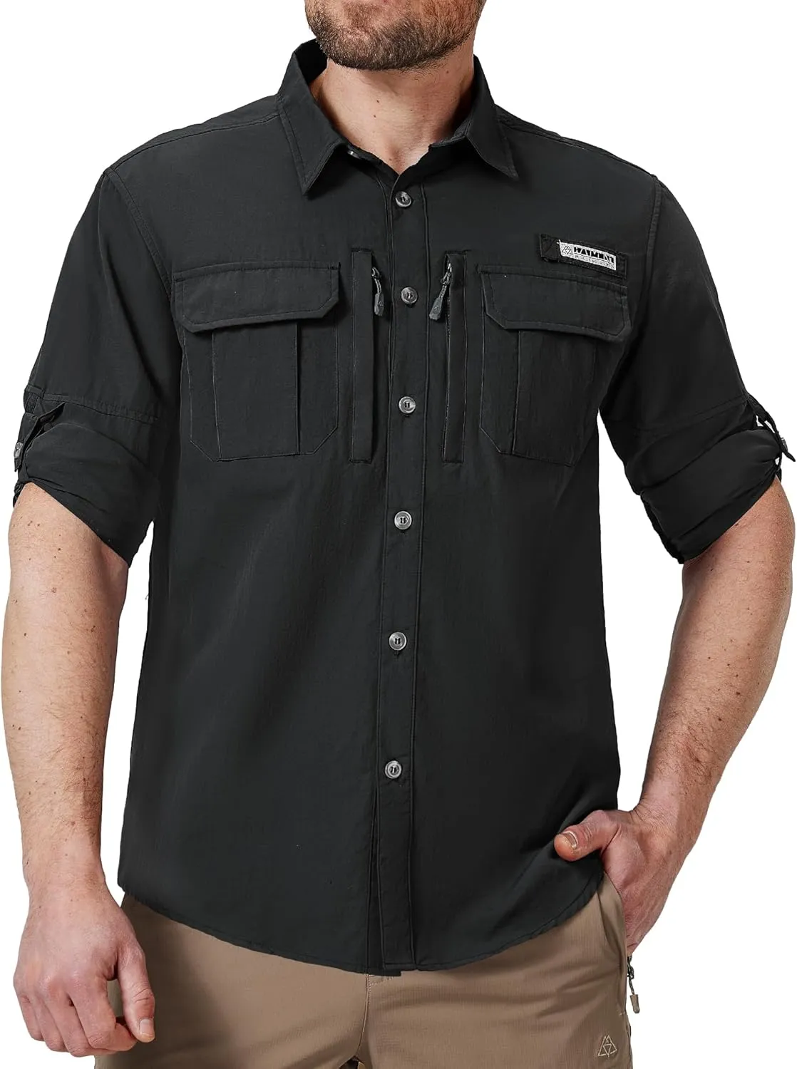 Haimont Men's Sun Protection Button Down Shirts Long Sleeve Hiking Fishing Travel Shirt Quick Dry Outdoor Top