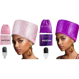 Hair Steamer for Deep Conditioning, Thermal Heat Cap for Deep Conditioner - Purple   Pink, 10-level Heats Up Quickly, Automatic Shut-off/timer, Portable, Salon-grade Tool for Home Use