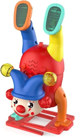 Handstand Walking Clown, Upside-Down Dancing Clown Toy Circus Clown Show Toy Musical Toy Handstand Walk Clown Toy with Light and Music (Red)