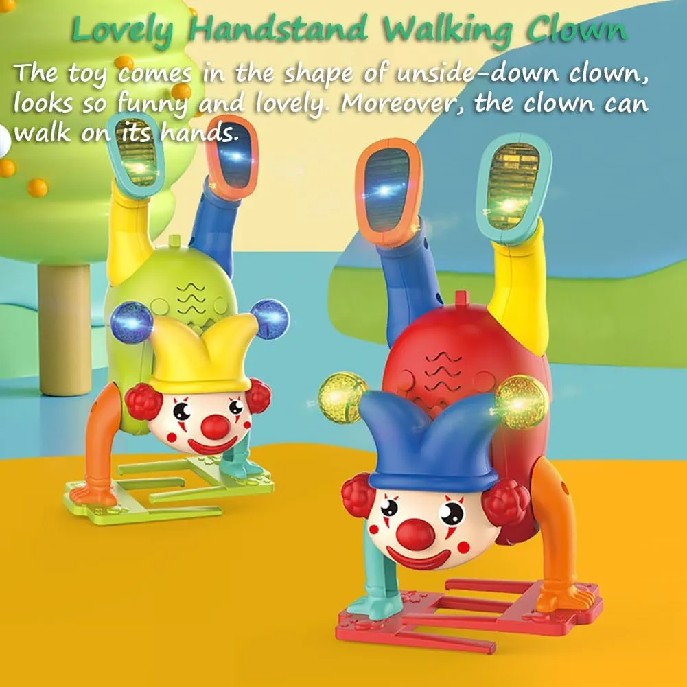 Handstand Walking Clown, Upside-Down Dancing Clown Toy Circus Clown Show Toy Musical Toy Handstand Walk Clown Toy with Light and Music (Red)