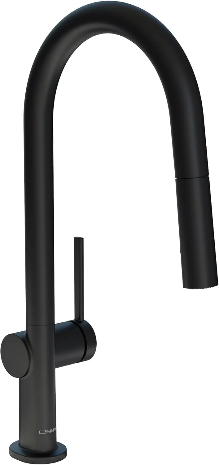 hansgrohe Talis N Black High Arc Kitchen Faucet, Kitchen Faucets with Pull Down Sprayer, Faucet for Kitchen Sink, Magnetic Docking Spray Head, Matte Black 72846671