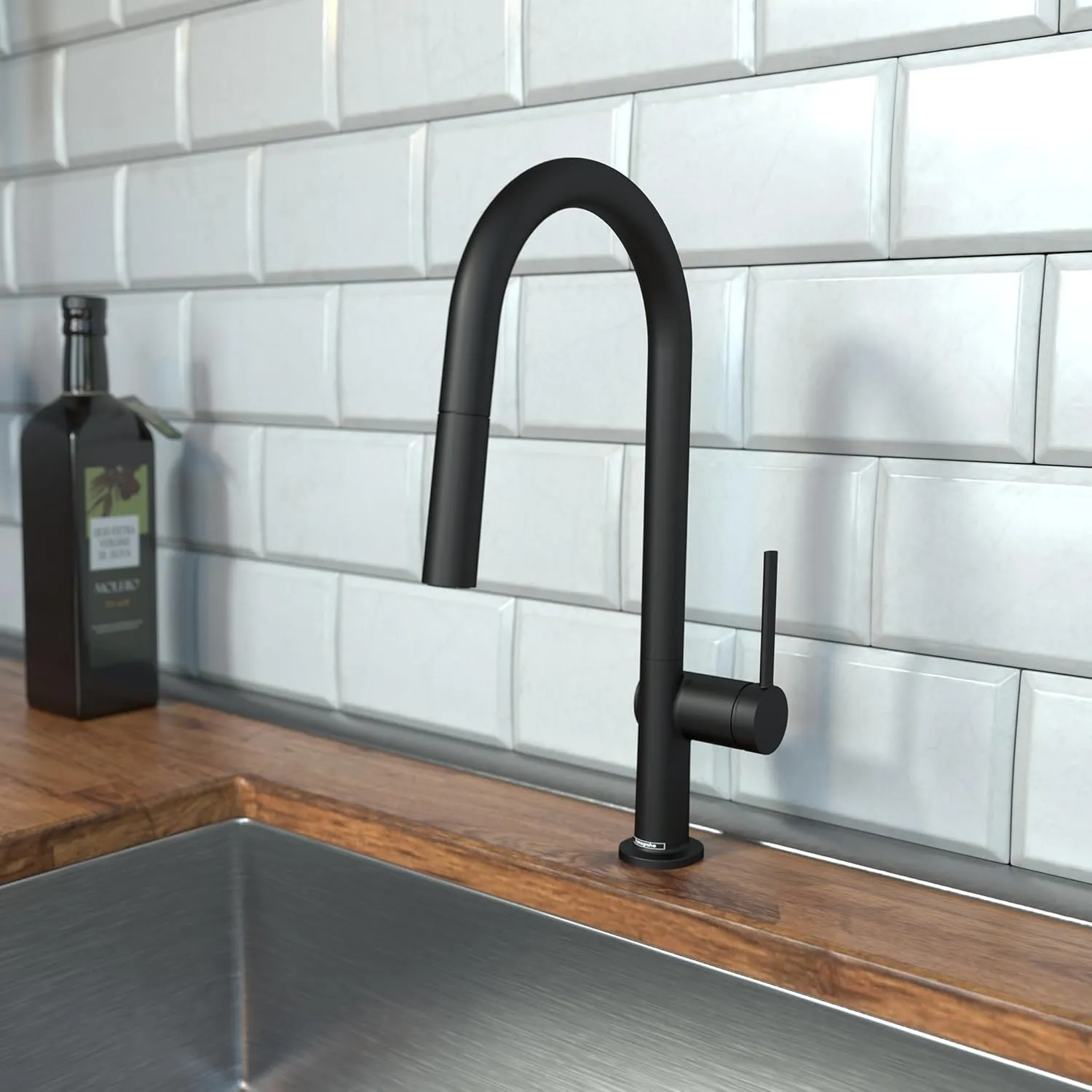 hansgrohe Talis N Black High Arc Kitchen Faucet, Kitchen Faucets with Pull Down Sprayer, Faucet for Kitchen Sink, Magnetic Docking Spray Head, Matte Black 72846671