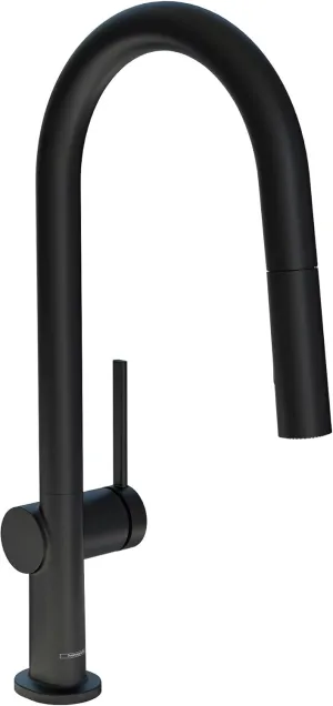 hansgrohe Talis N Black High Arc Kitchen Faucet, Kitchen Faucets with Pull Down Sprayer, Faucet for Kitchen Sink, Magnetic Docking Spray Head, Matte Black 72846671