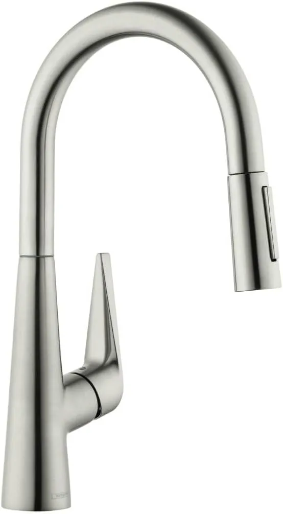 hansgrohe Talis S Stainless Steel High Arc Kitchen Faucet, Kitchen Faucets with Pull Down Sprayer, Faucet for Kitchen Sink, Magnetic Docking Spray Head, Stainless Steel Optic 72813801
