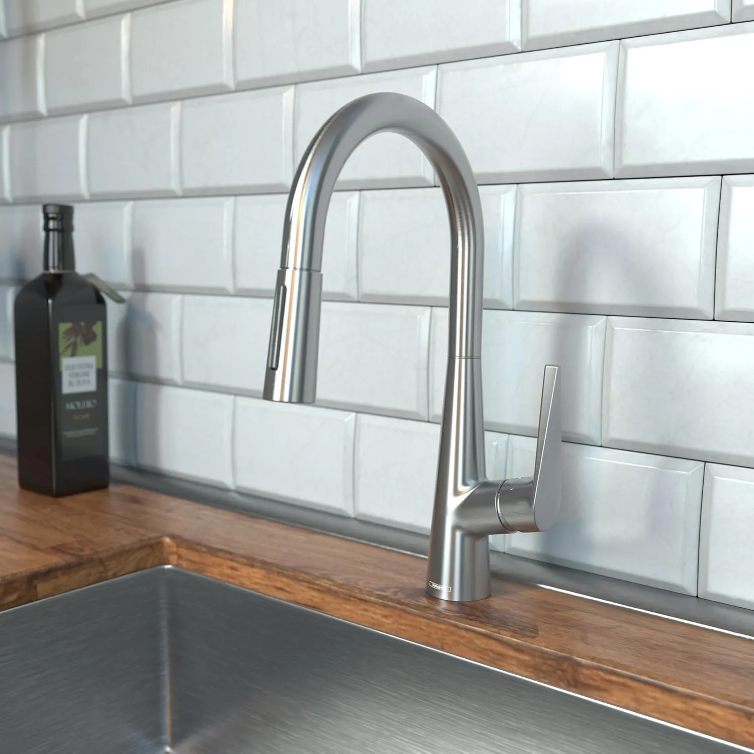 hansgrohe Talis S Stainless Steel High Arc Kitchen Faucet, Kitchen Faucets with Pull Down Sprayer, Faucet for Kitchen Sink, Magnetic Docking Spray Head, Stainless Steel Optic 72813801