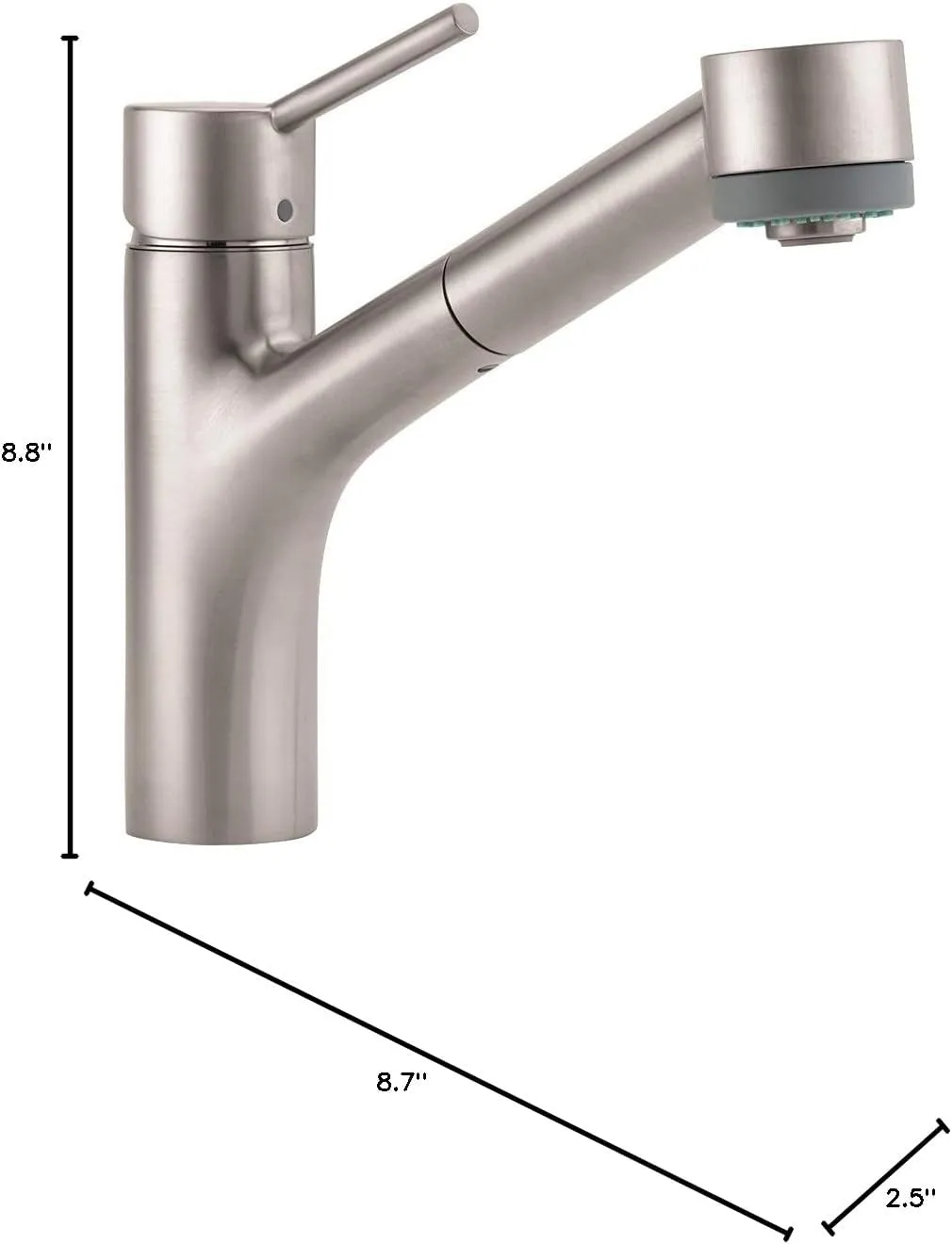 hansgrohe Talis S Stainless Steel Single-Handle Kitchen Faucet, Kitchen Faucets with Pull Out Sprayer, Faucet for Kitchen Sink, Stainless Steel Optic 06462860