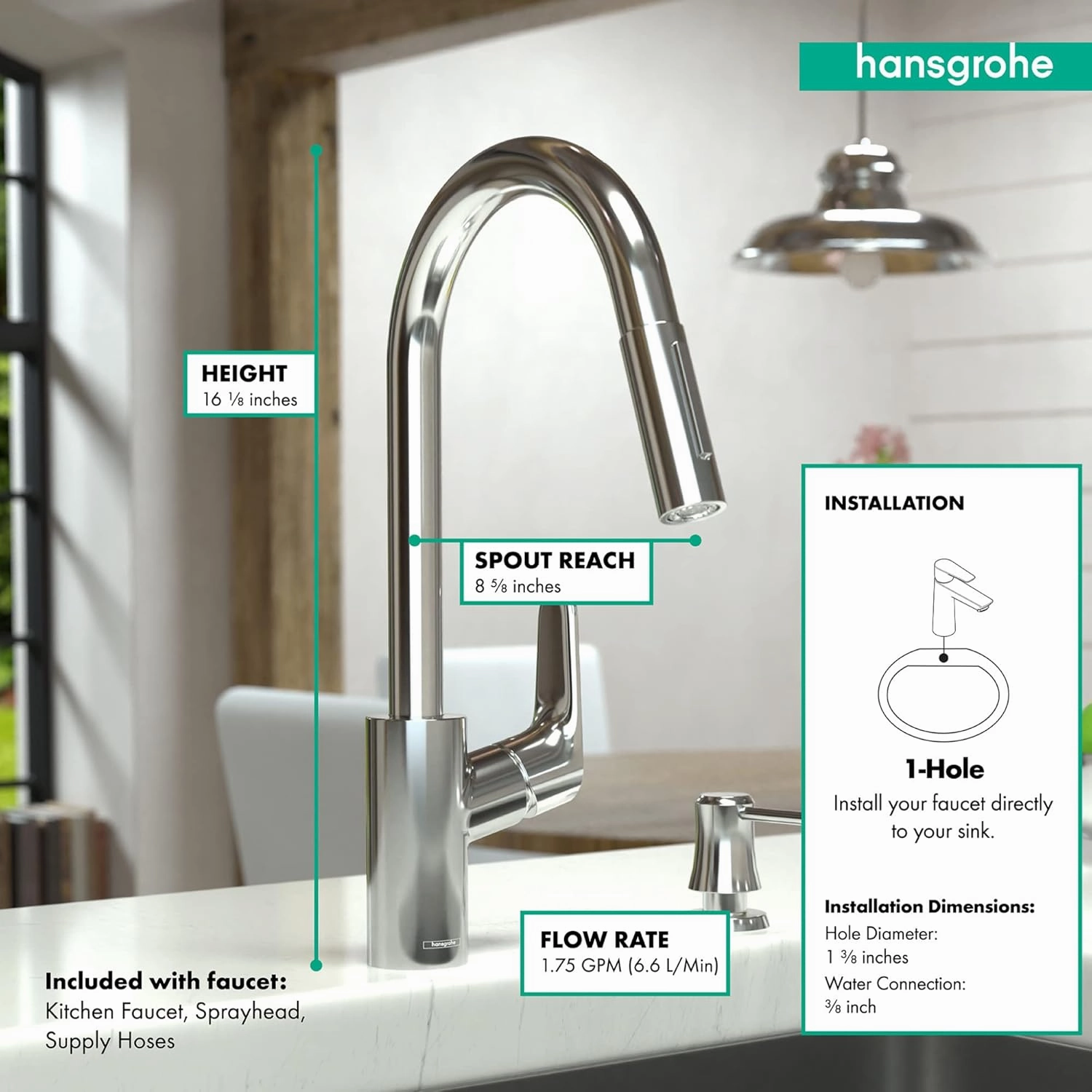 hansgrohe Focus Gold High Arc Kitchen Faucet, Kitchen Faucets with Pull Down Sprayer, Faucet for Kitchen Sink, Magnetic Docking Spray Head, Brushed Gold Optic 04505250