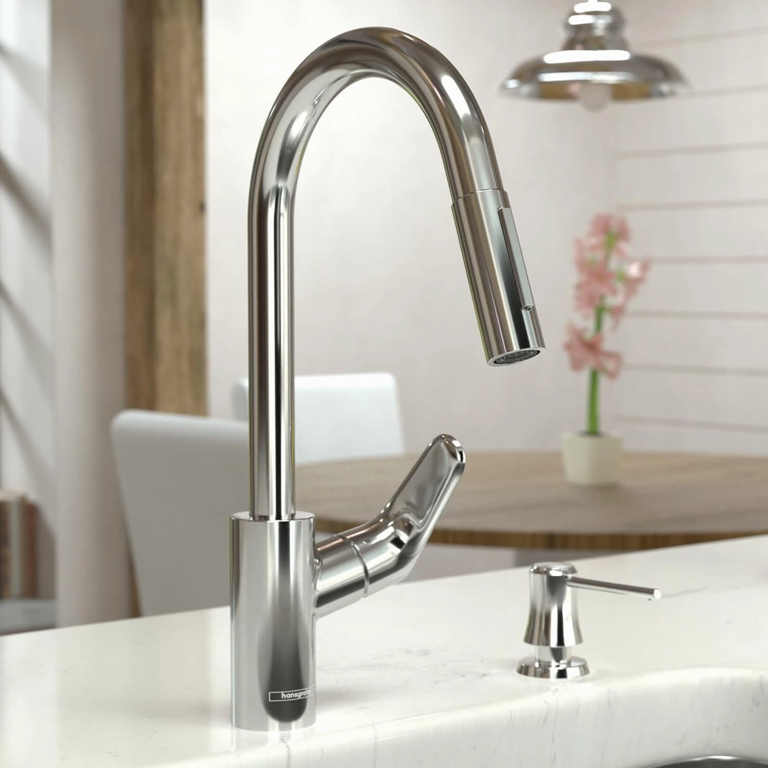 hansgrohe Focus Gold High Arc Kitchen Faucet, Kitchen Faucets with Pull Down Sprayer, Faucet for Kitchen Sink, Magnetic Docking Spray Head, Brushed Gold Optic 04505250